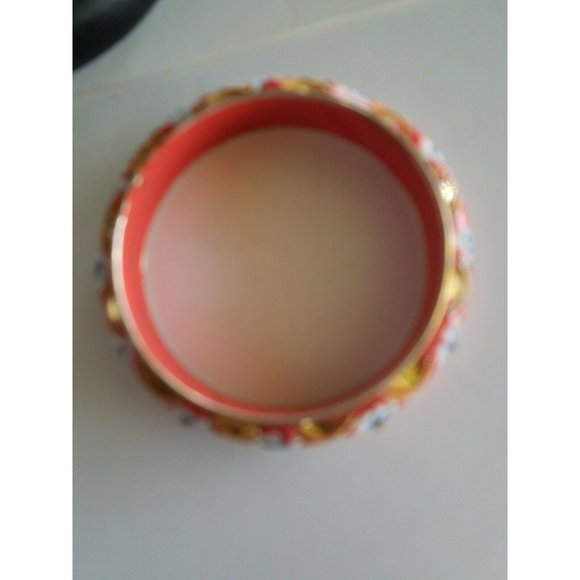 Vintage 70s India Painted Beaded Mirrored Bangle Bracelets Boho Hippie Festival - Picture 6 of 7